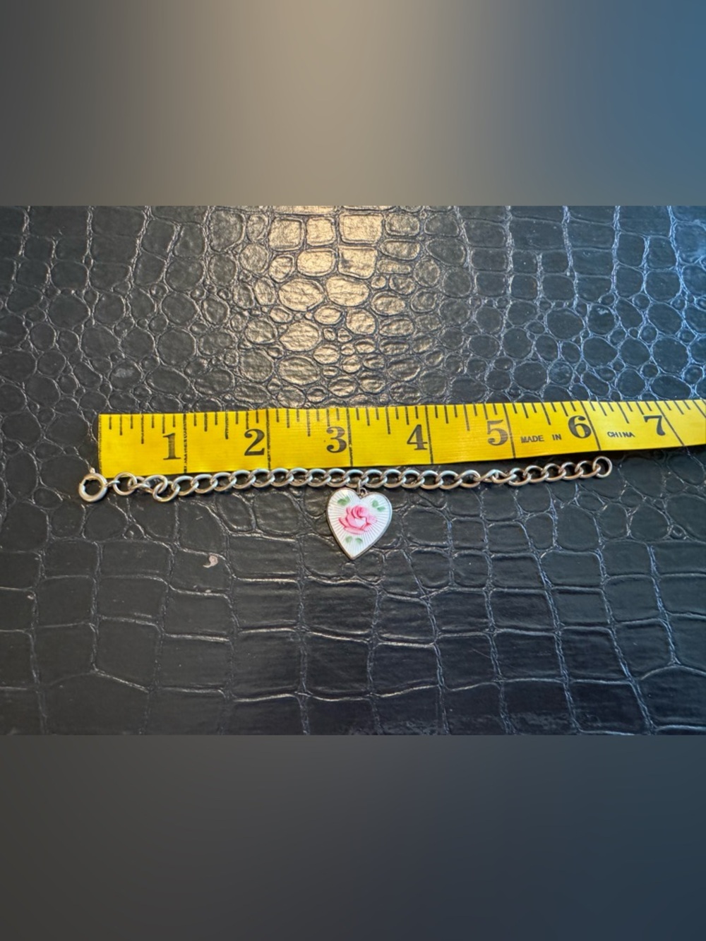 Bundle 3 for $10 Vintage Heart Pendant gold toned bracelet with Pink Rose Enamel - Picture 5 of 5